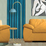 Blue and gold floor lamp
