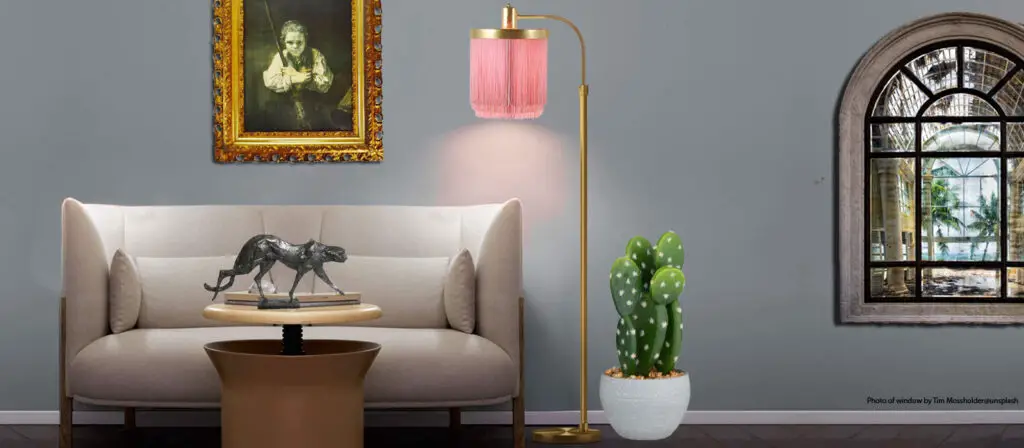Pink and gold floor lamp